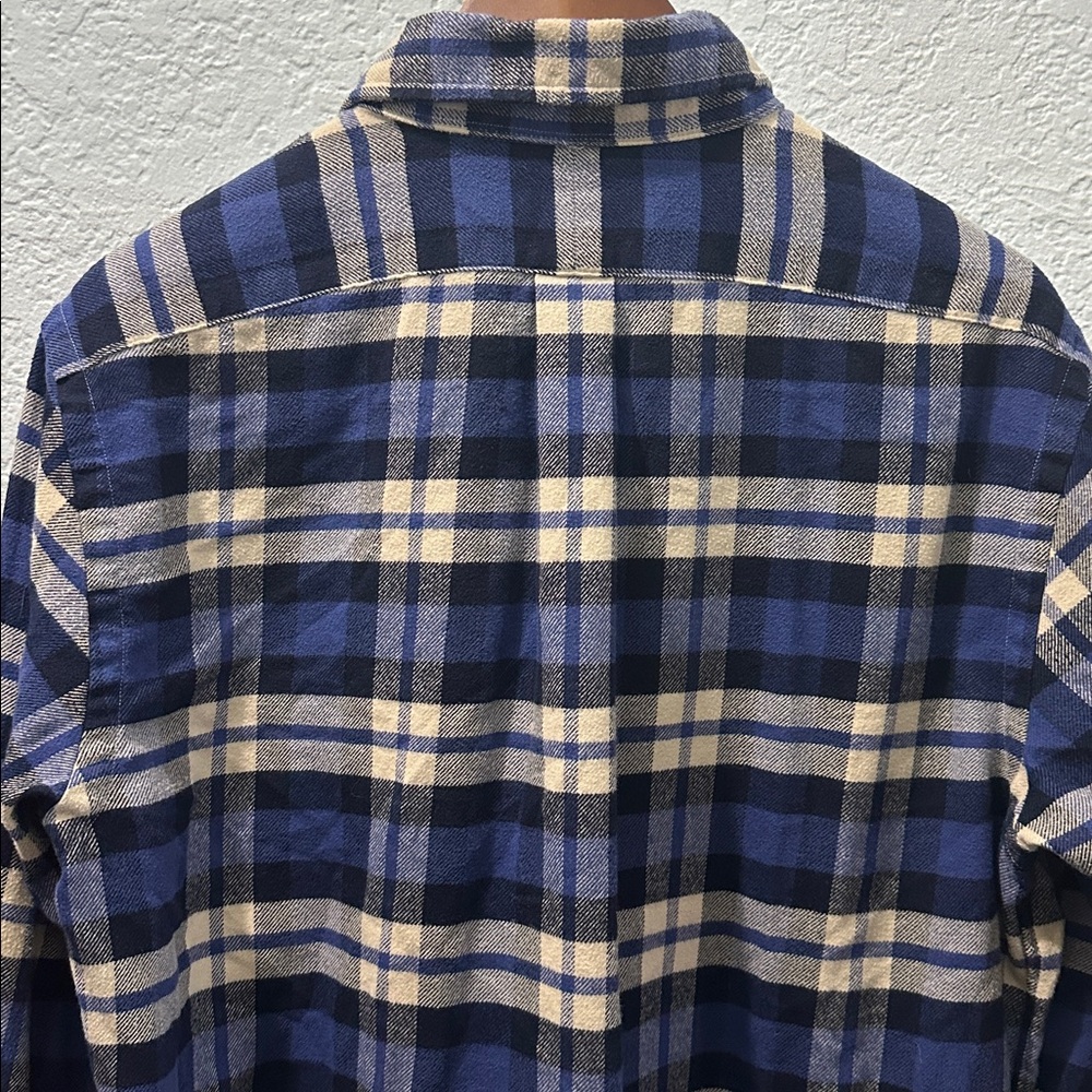 Polo Ralph Lauren‎ Shirt Mens Medium Blue Gray Plaid Flannel Button Up Preppy - Picture 6 of 7